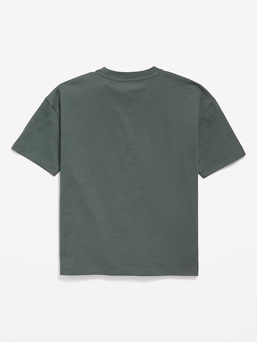 L'image numéro 3 présente T-shirt surdimensionné à manches courtes et à poche pour garçon