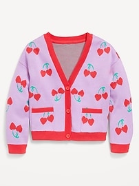 Image number 2 showing, Printed Button-Front Cardigan Sweater for Girls