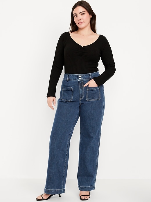 Image number 2 showing, Extra High-Waisted Mariner Wide-Leg Jeans