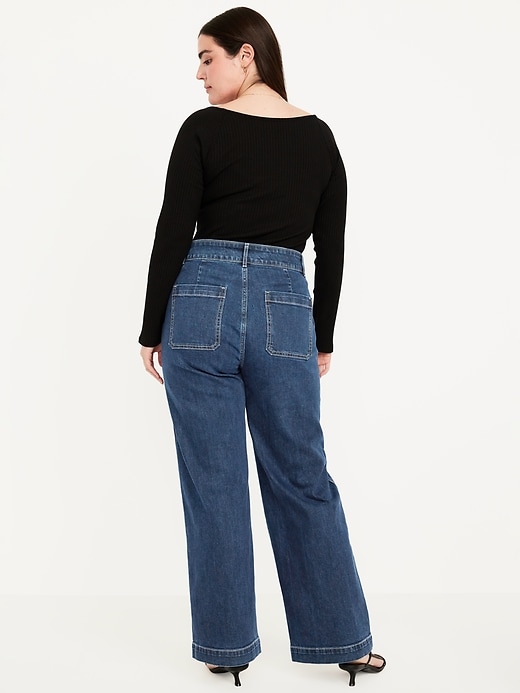 Image number 3 showing, Extra High-Waisted Mariner Wide-Leg Jeans