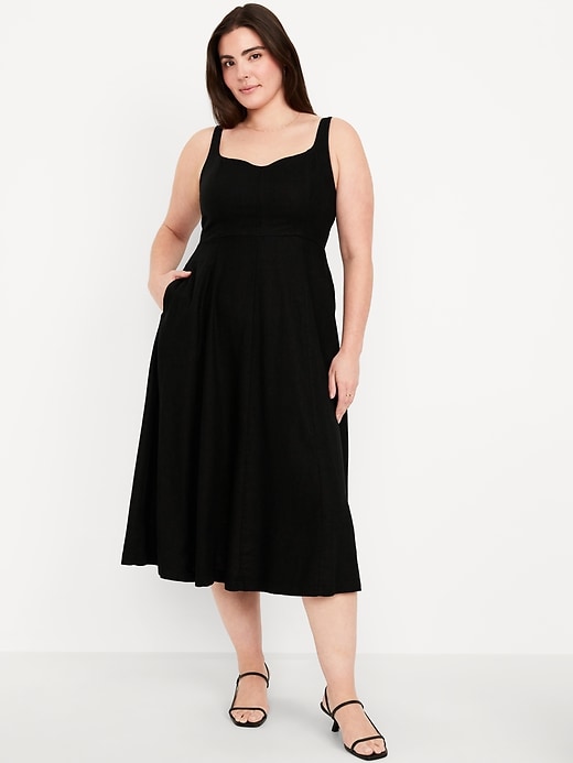 Image number 4 showing, Fit &amp; Flare Linen-Blend Midi Dress