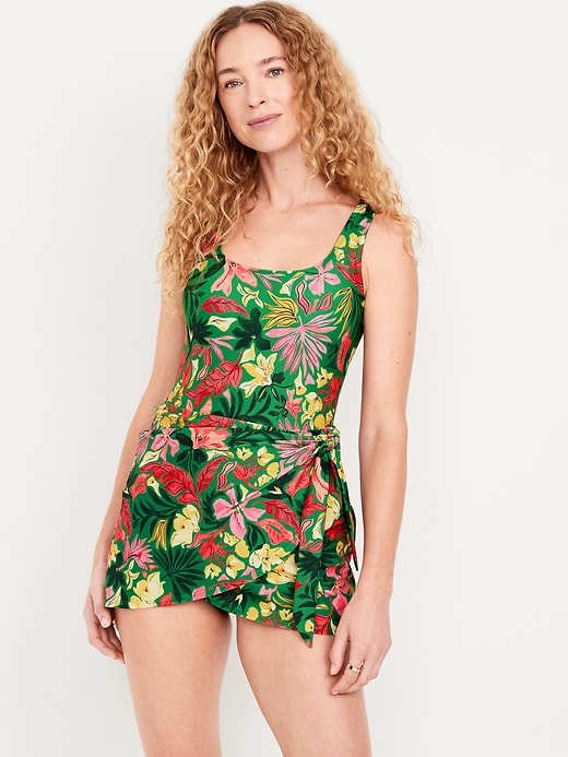 Image number 1 showing, Matte Side-Tie Swim Dress