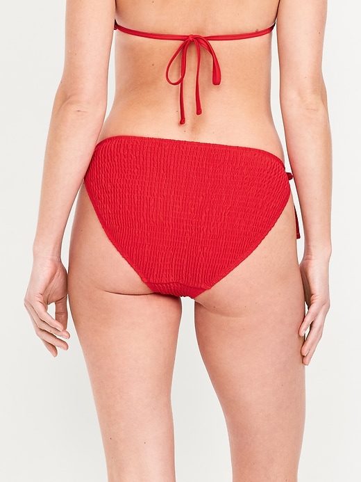 Image number 2 showing, Mid-Rise Textured String Bikini Swim Bottoms