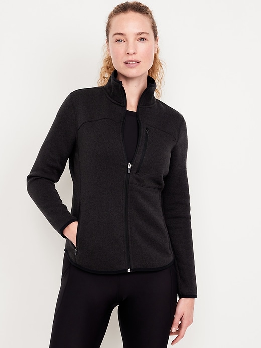 Image number 1 showing, Fleece-Knit Zip Jacket