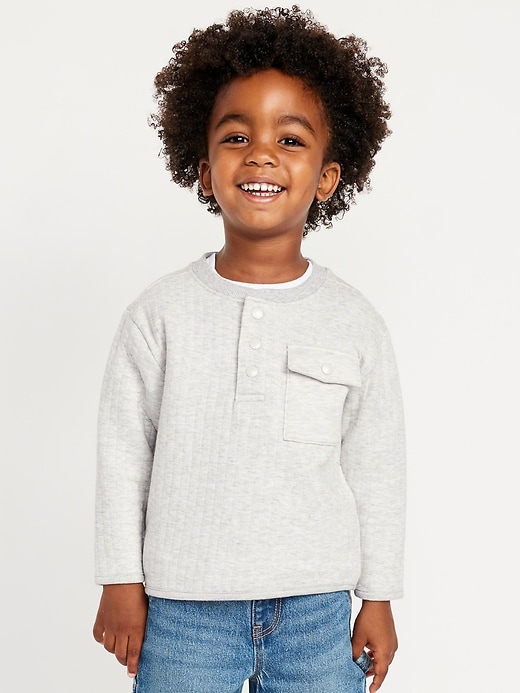 View large product image 1 of 2. Oversized Pocket Henley Sweater for Toddler Boys