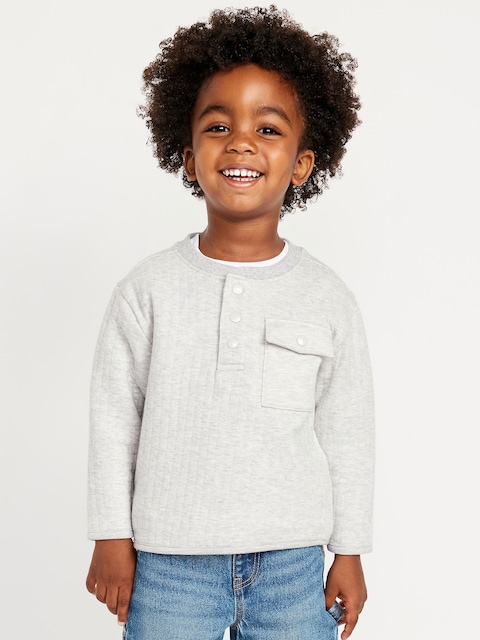 Oversized Pocket Henley Sweater for Toddler Boys