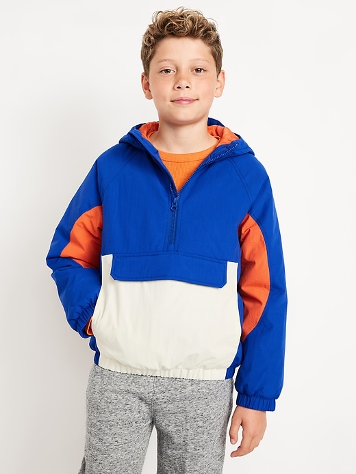 View large product image 1 of 3. Water-Resistant Half-Zip Color-Block Jacket for Boys