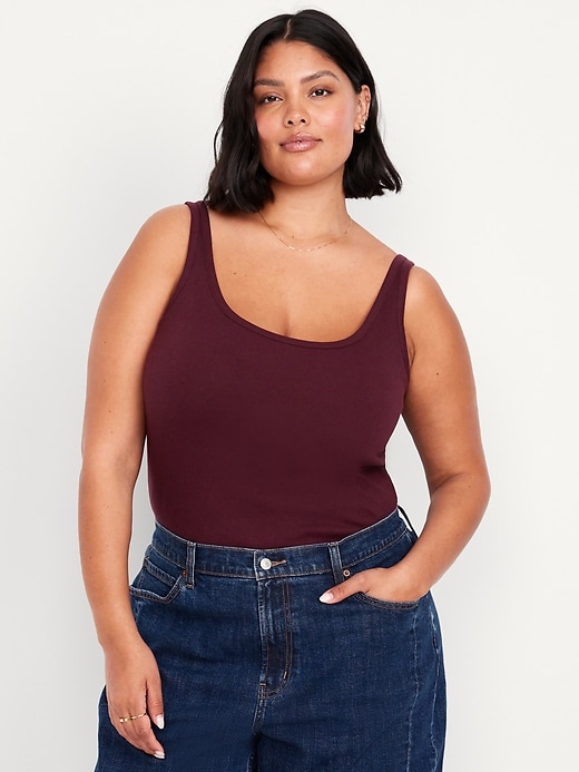 Image number 7 showing, First-Layer Ribbed Scoop-Neck Tank Top