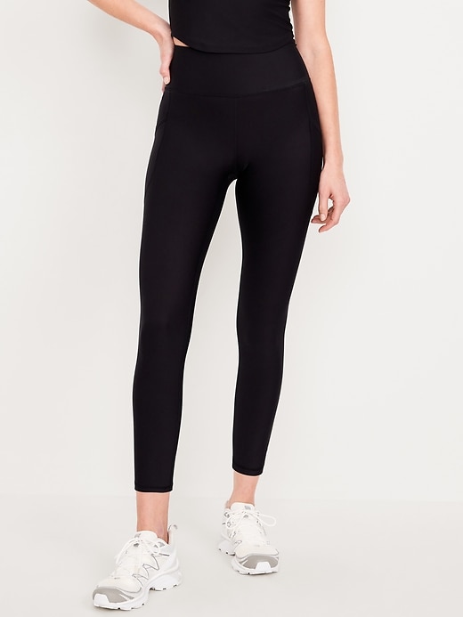 Image number 1 showing, High-Waisted PowerSoft Side-Pocket Crop Leggings