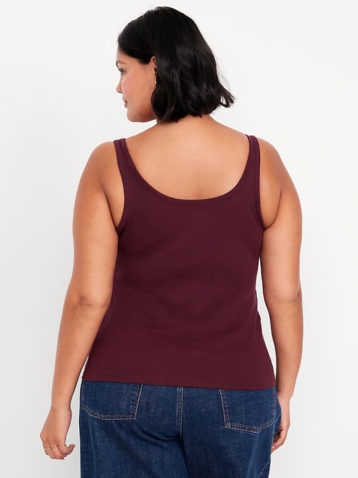 Image number 8 showing, First-Layer Ribbed Scoop-Neck Tank Top