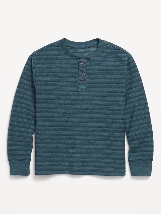 View large product image 2 of 3. Cozy-Knit Long-Sleeve Henley T-Shirt for Boys