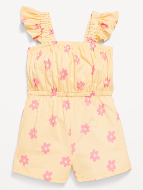 Printed Sleeveless Romper for Toddler Girls - Yellow