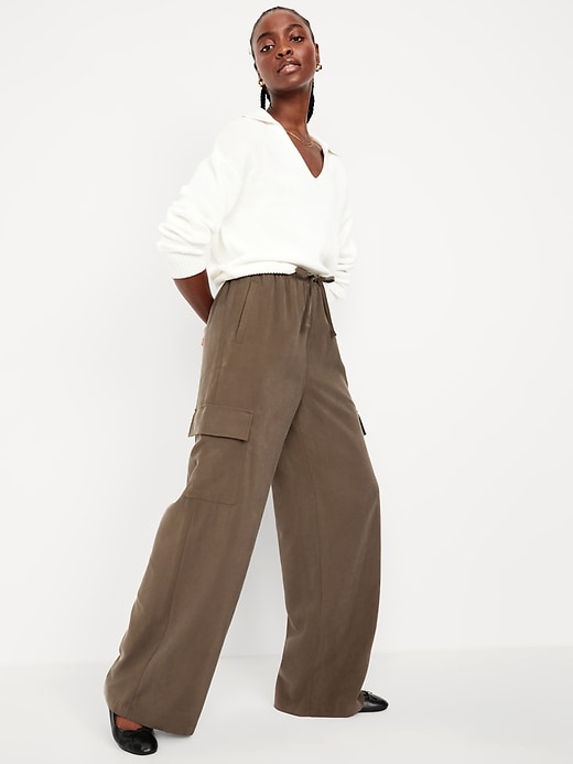 Image number 3 showing, Drapey Cargo Super Wide-Leg Pants