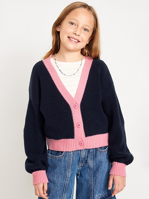 View large product image 1 of 3. Printed Button-Front Cardigan Sweater for Girls