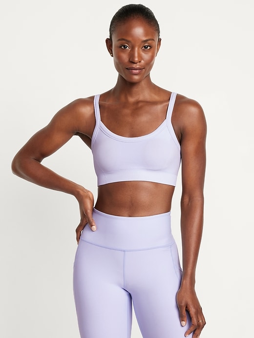 Image number 1 showing, Light Support Seamless Ribbed Sports Bra