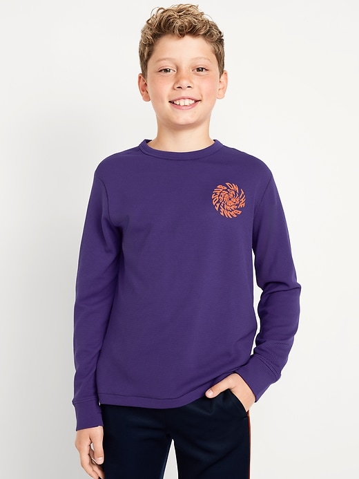 View large product image 1 of 4. Long-Sleeve Waffle-Knit Graphic Performance Top for Boys