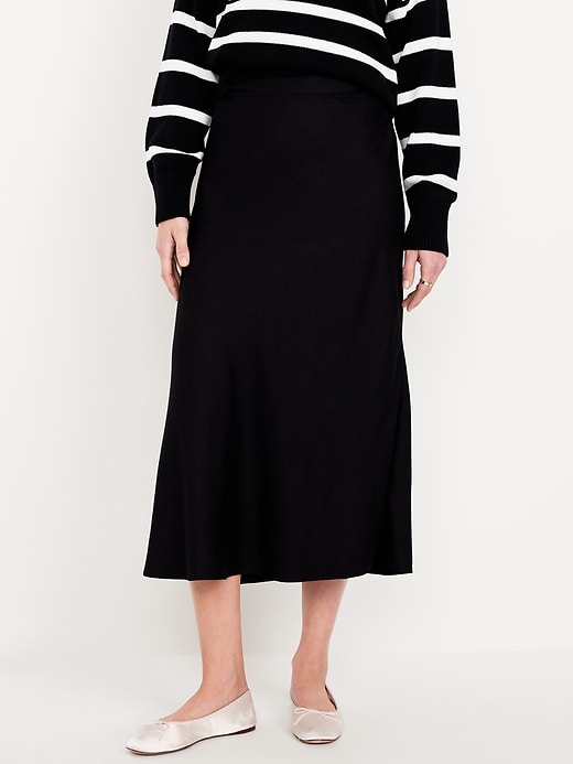 Image number 1 showing, High-Waisted Crepe Midi Skirt