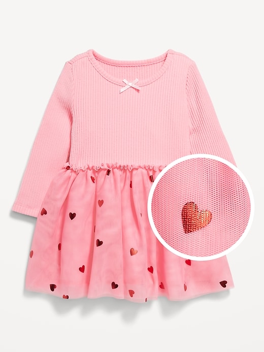 Voir une image plus grande du produit 1 de 2. Robe tutu côtelée duveteuse pour toute-petite fille