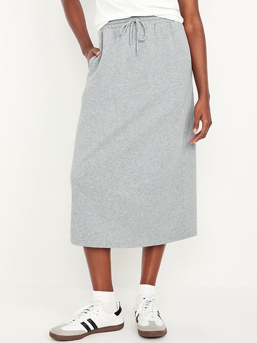 Image number 1 showing, High-Waisted Fleece Midi Skirt