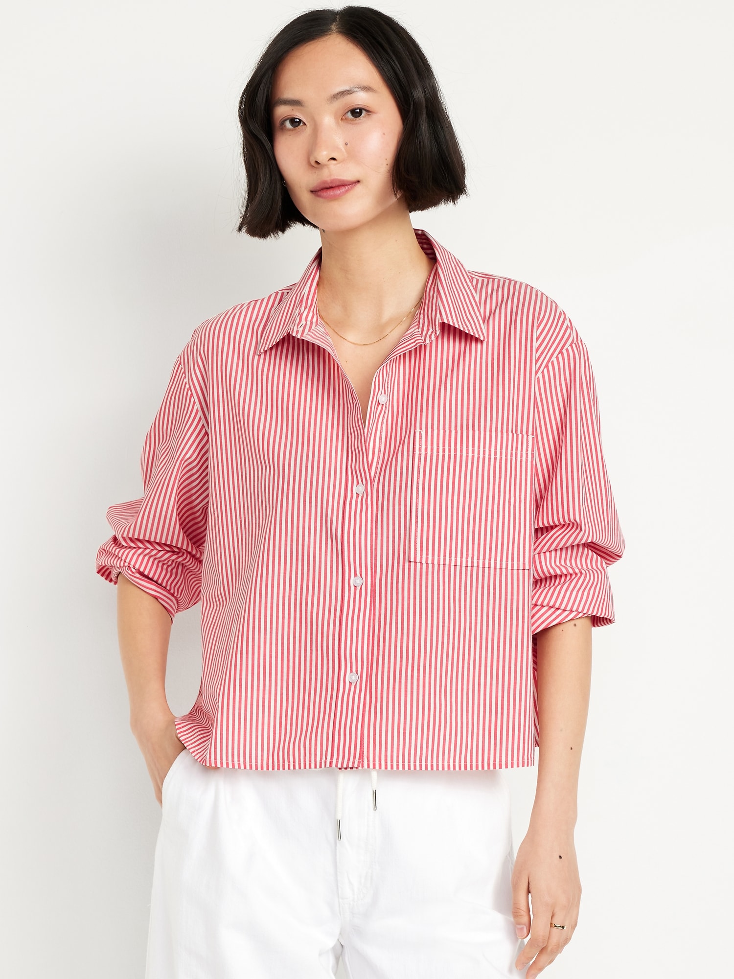 Button-Down Crop Shirt