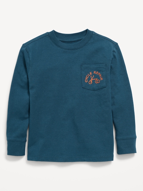 Heavyweight Long-Sleeve Pocket Graphic T-Shirt for Toddler Boys
