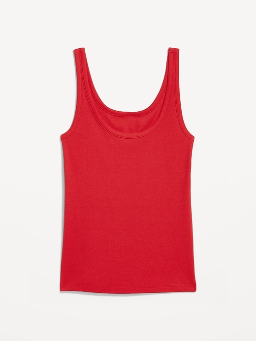 Image number 4 showing, First-Layer Ribbed Scoop-Neck Tank Top