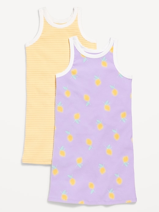 View large product image 1 of 1. Printed Sleeveless Ribbed Dress 2-Pack for Girls