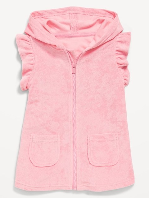Hooded Terry Swim Cover-Up Dress for Toddler Girls