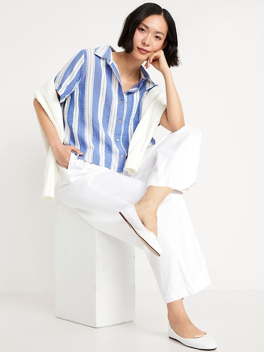 Image number 3 showing, Crinkle Gauze Button-Down Striped Shirt