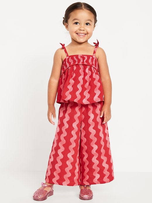 View large product image 1 of 2. Sleeveless Printed Top and Wide-Leg Pants Set for Toddler Girls