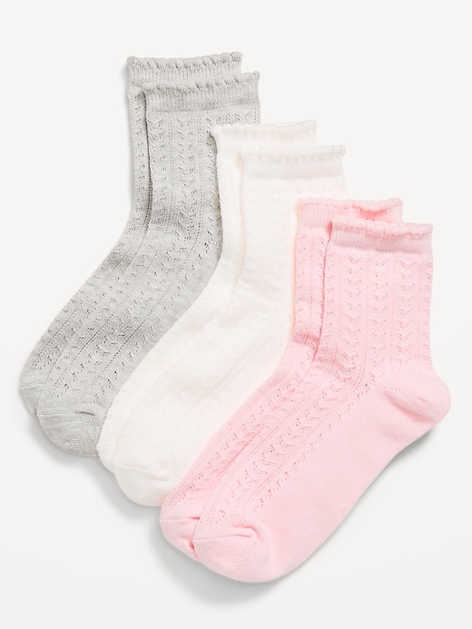 View large product image 1 of 1. 3-Pack Solid Pointelle Crew Socks for Women