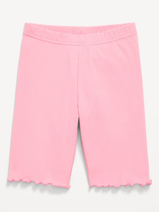 View large product image 1 of 3. Long Ribbed Lettuce-Edge Biker Shorts for Girls