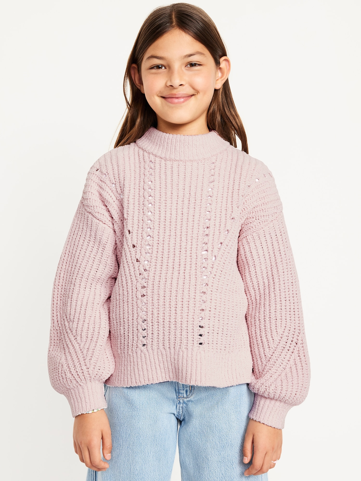 Cozy Mock-Neck Chenille Sweater for Girls