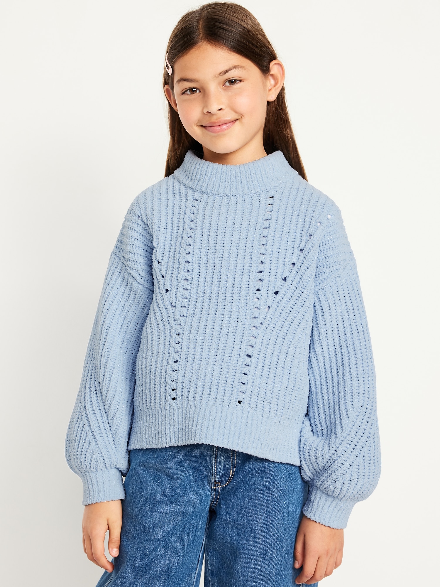 Cozy Mock-Neck Chenille Sweater for Girls