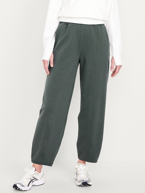 High-Waisted Dynamic Fleece Barrel-Leg Sweatpants - Green