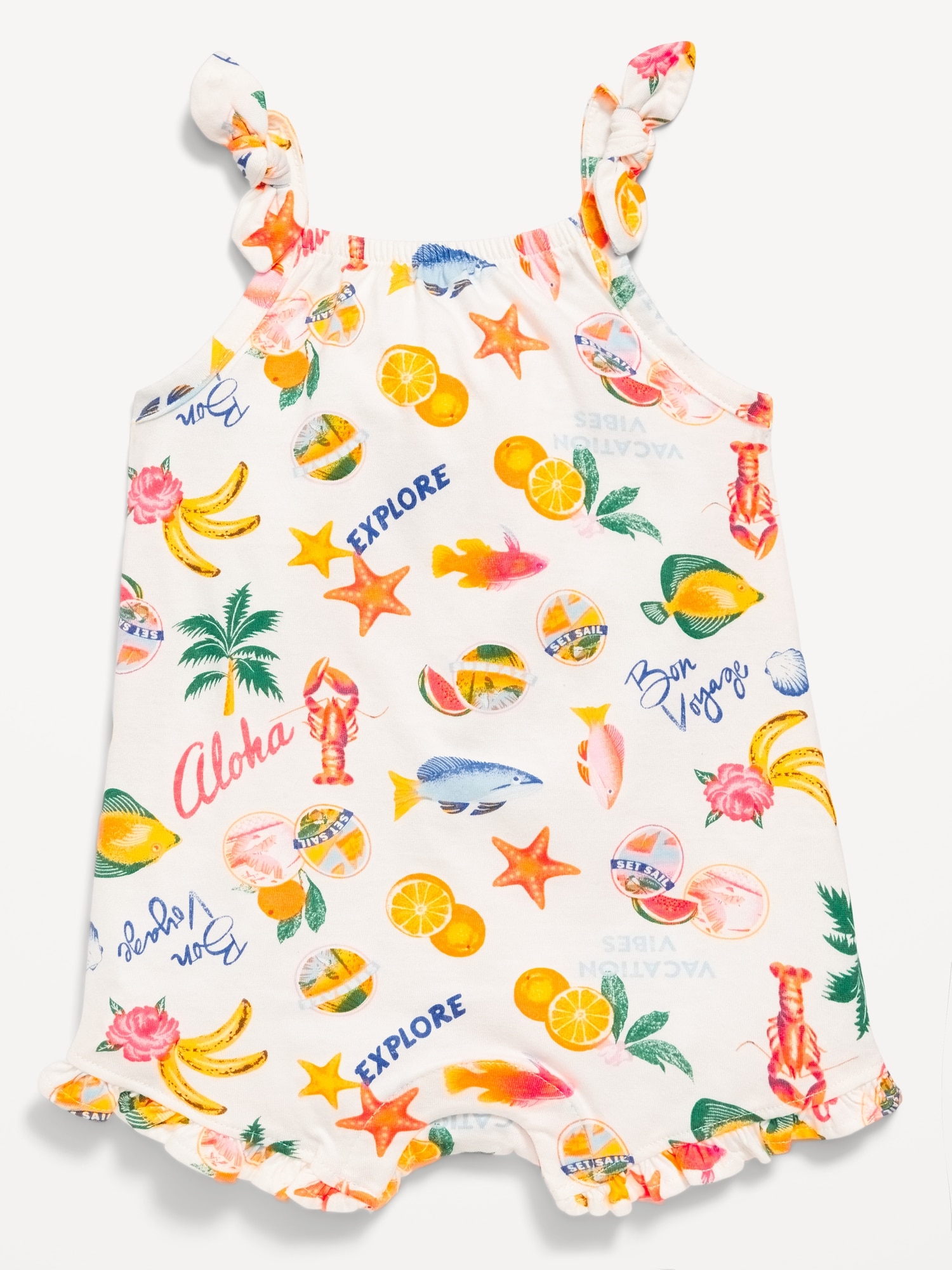 Printed Sleeveless One-Piece Romper for Baby