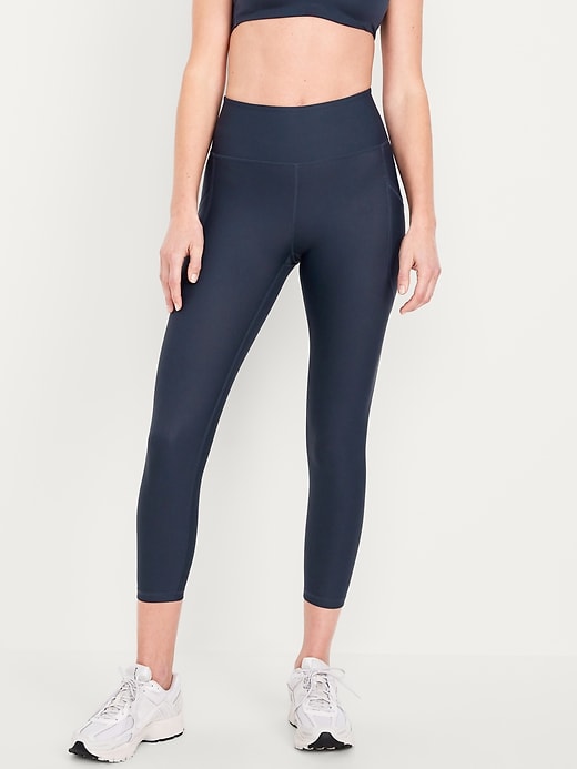 Image number 1 showing, High-Waisted PowerSoft Side-Pocket Crop Leggings