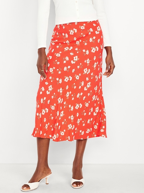 Crepe A-Line Midi Skirt