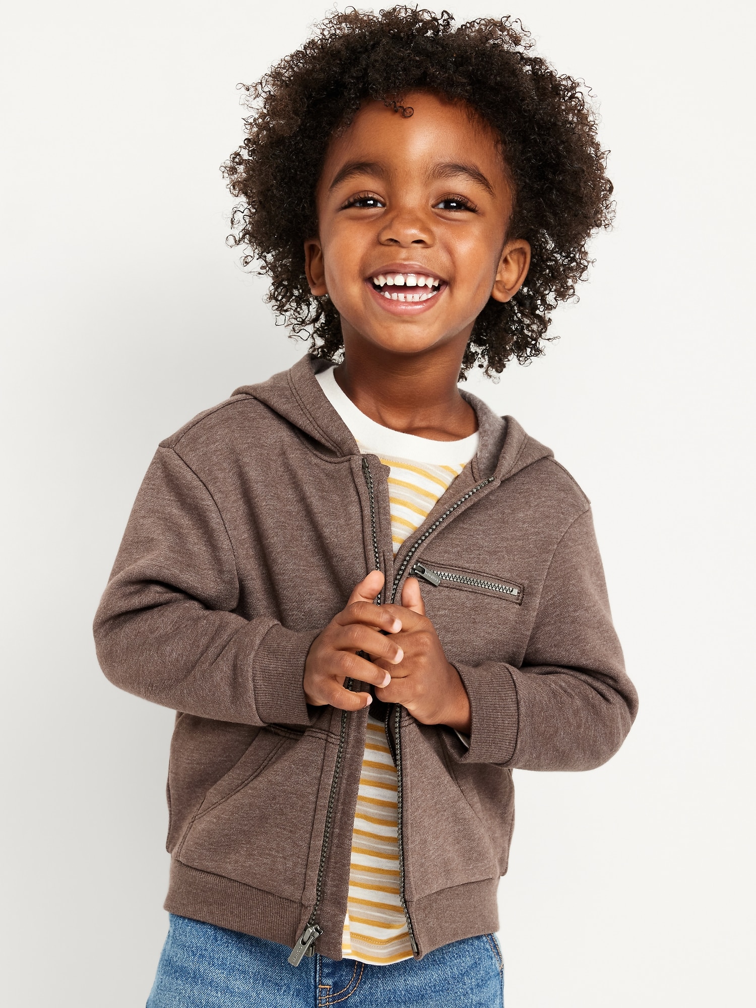 Cozy-Knit Unisex Pocket Zip-Front Hoodie for Toddler