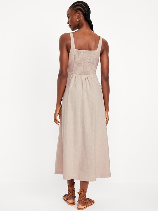 Image number 8 showing, Fit & Flare Sleeveless Linen-Blend Midi Dress