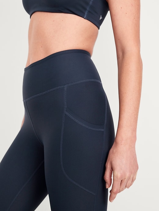 Image number 3 showing, High-Waisted PowerSoft Side-Pocket Crop Leggings