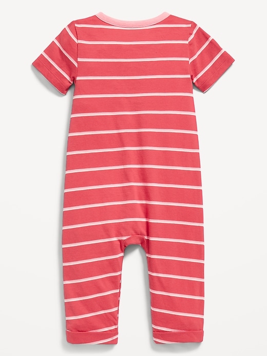 View large product image 2 of 2. Short-Sleeve Jersey-Knit Henley One-Piece for Baby