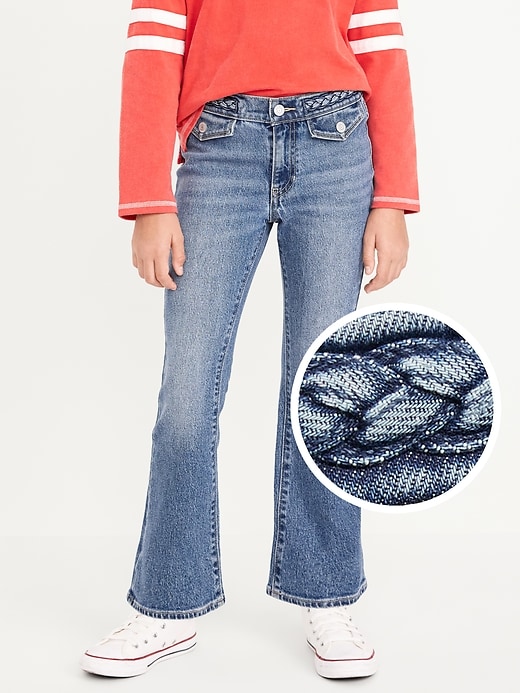 View large product image 1 of 5. High-Waisted Braided-Waist Flare Jeans for Girls