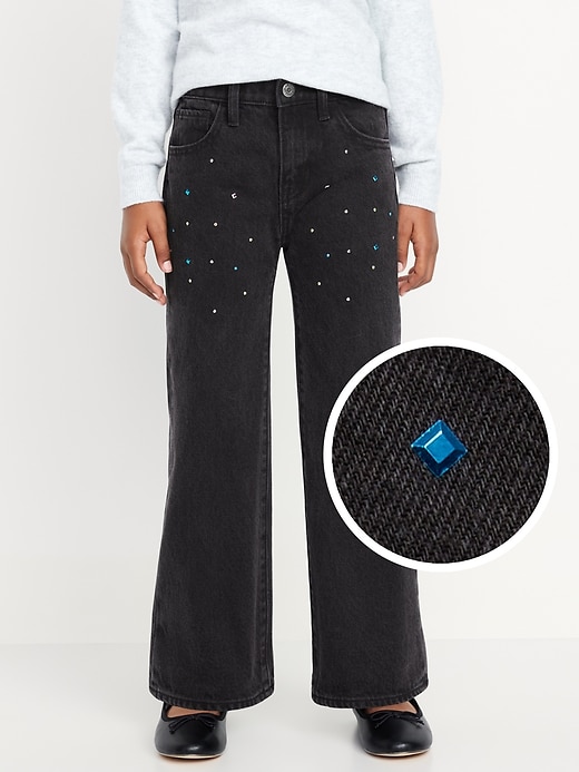 View large product image 1 of 5. High-Waisted Baggy Studded Flare-Leg Jeans for Girls