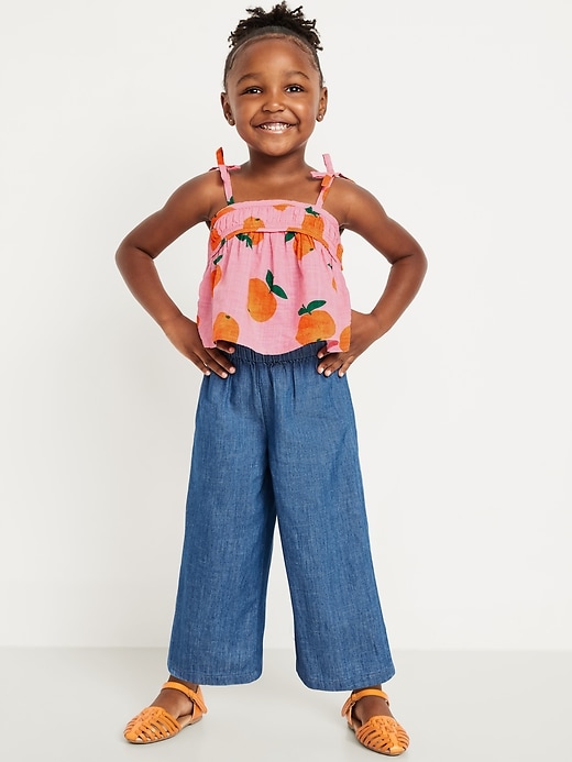 View large product image 1 of 2. Sleeveless Printed Top and Wide-Leg Pants Set for Toddler Girls