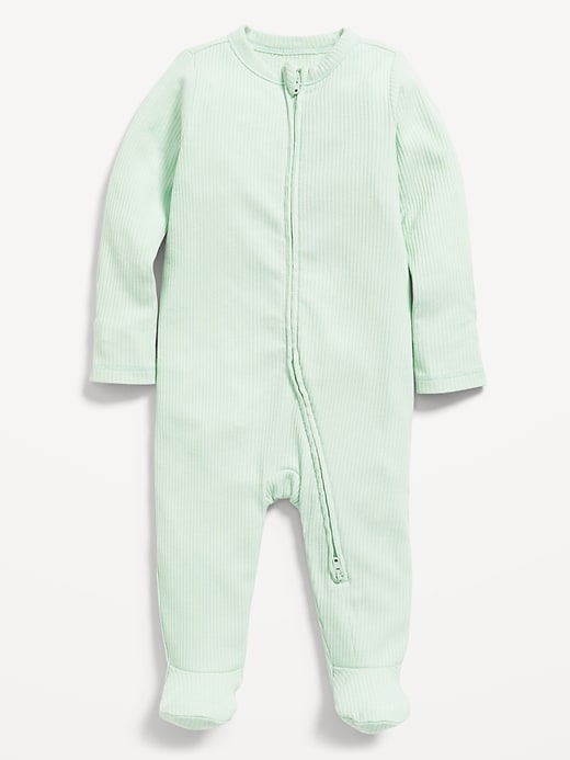 View large product image 1 of 2. Ribbed 2-Way-Zip Sleep & Play Footed One-Piece for Baby