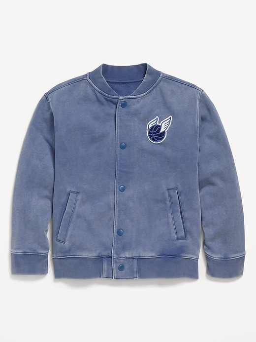 View large product image 2 of 4. Loose Button-Front Bomber Jacket for Boys