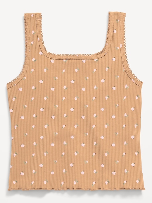 Image number 3 showing, Printed Fitted Ribbed Tank Top for Girls