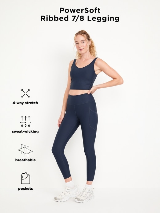Image number 11 showing, High-Waisted PowerSoft Ribbed Pocket Leggings