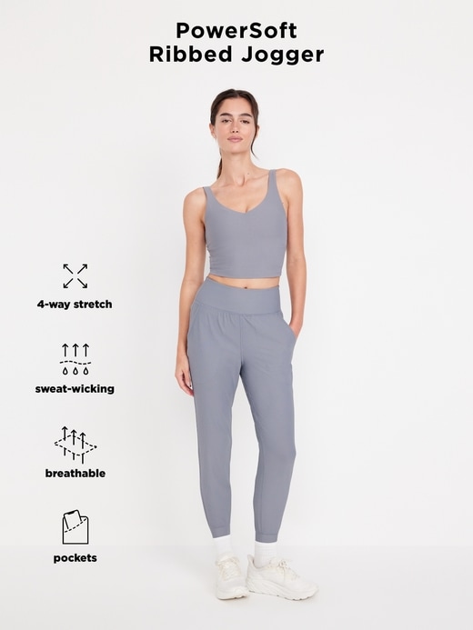 Image number 10 showing, High-Waisted PowerSoft Rib 7/8 Joggers